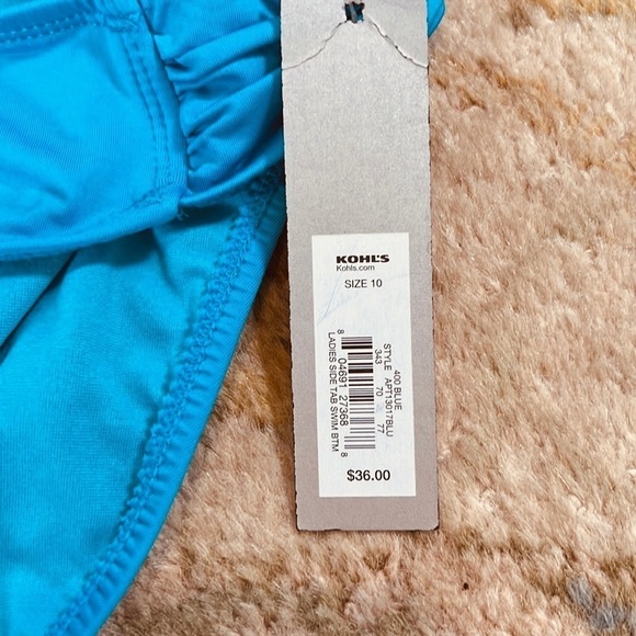 ⭐️NWT,Apt.9, Turquoise Bikini Bottom, Ruched Sides, Size 10 - Picture 2 of 8